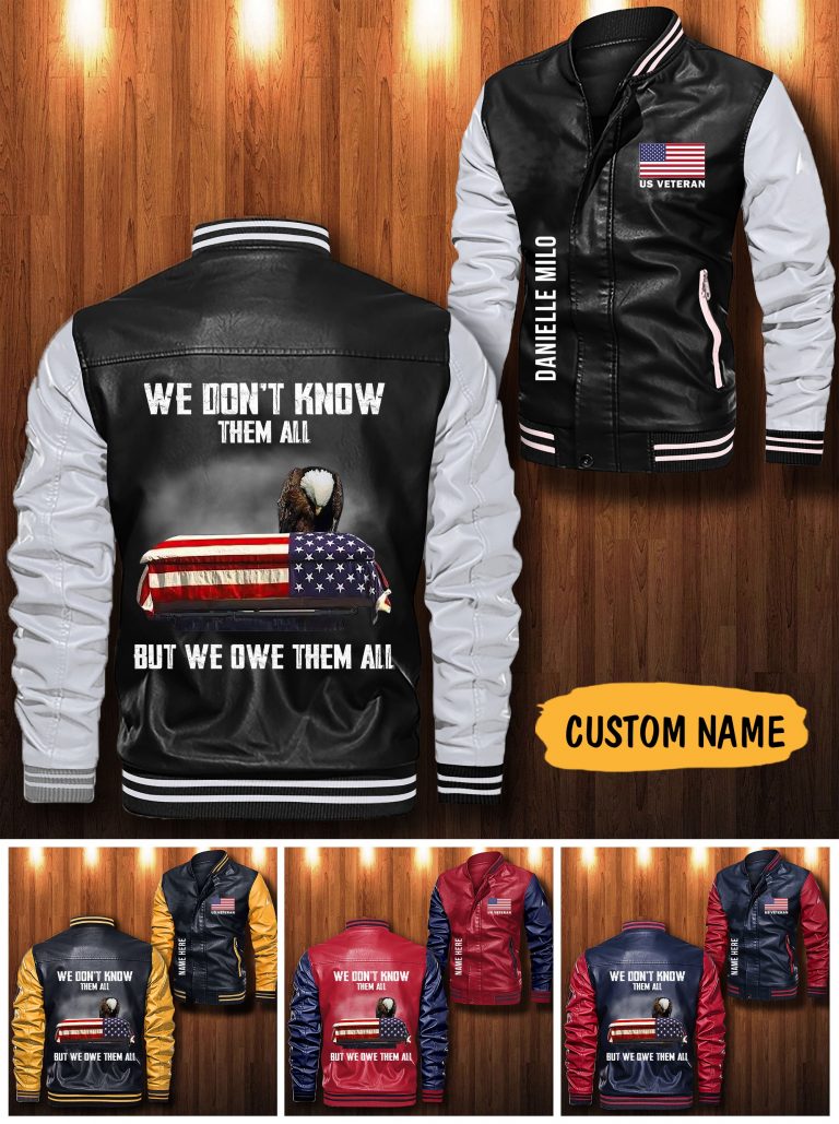 US veteran eagle We dont know them all but we owe them all custom personalized Leather Bomber Jacket 2