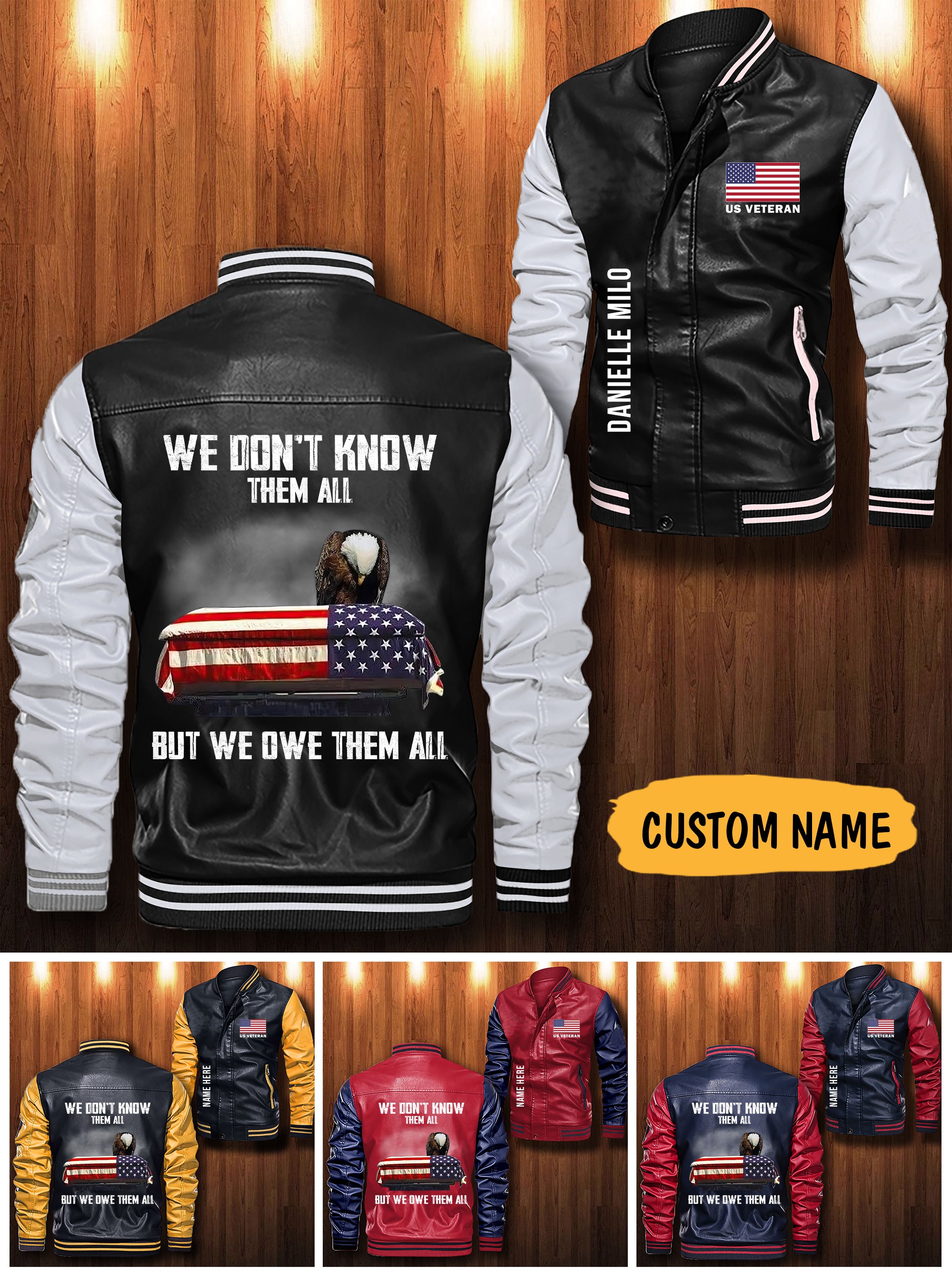 US veteran eagle We dont know them all but we owe them all custom personalized Leather Bomber Jacket 2