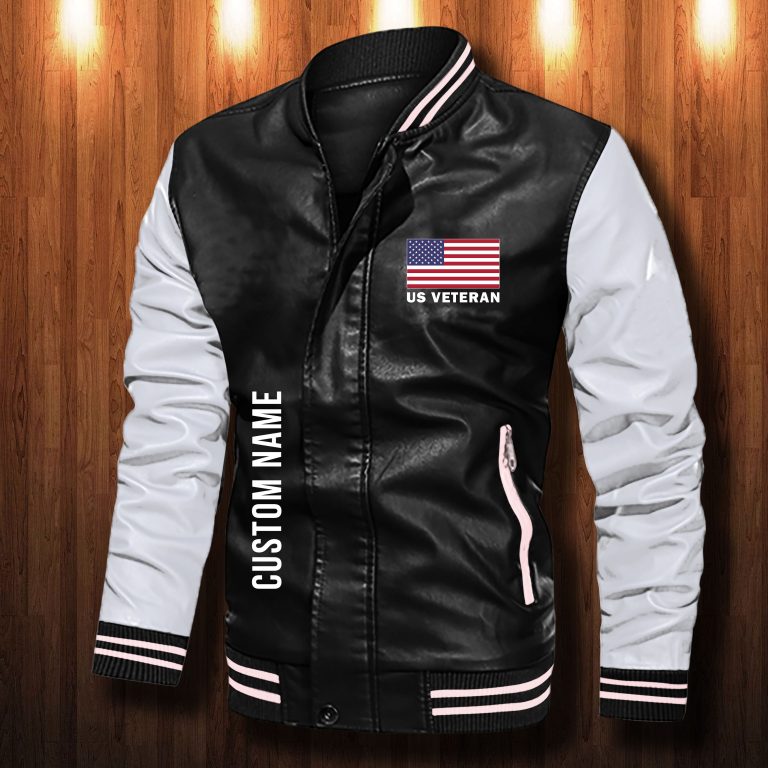 US veteran eagle custom personalized Leather Bomber Jacket 2