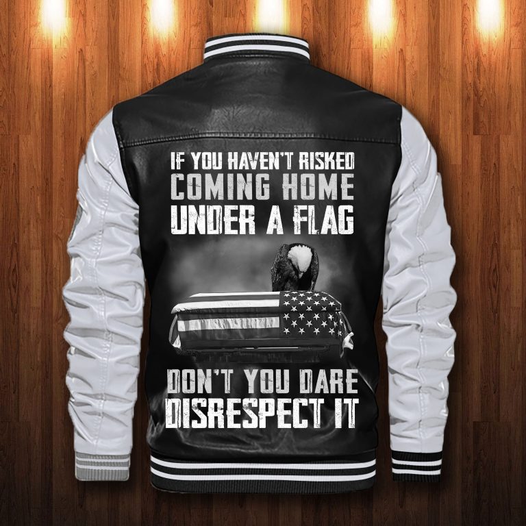 US veteran eagle custom personalized Leather Bomber Jacket 3