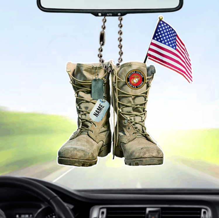 United States Marine Corps Military Boots Personalized Car Ornament