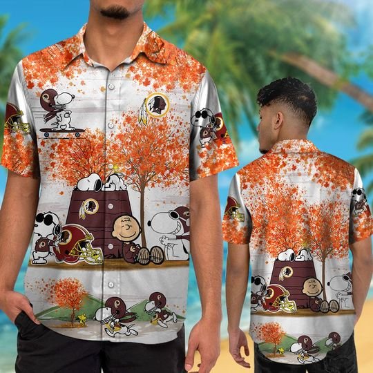 Washington redskins The Peanuts Snoopy autumn hawaiian shirt,short