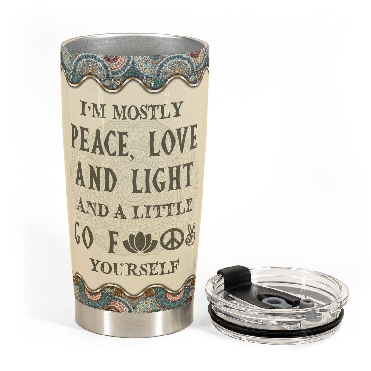 Yoga Girl Im Mostly Peace Love And Light custom personalized name tumbler 1.1