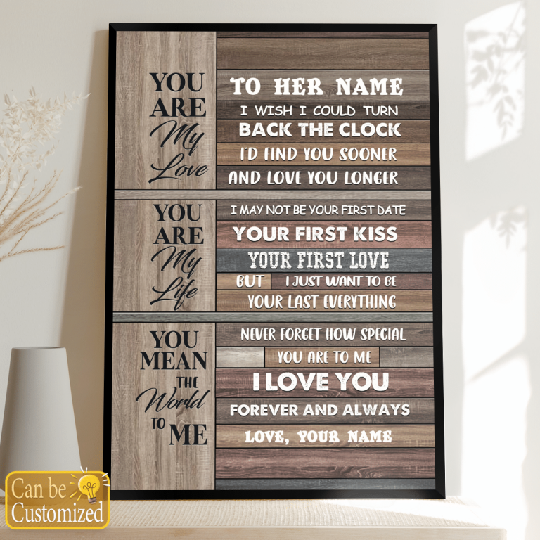 You are my love you are my life you mean the world to me custom name poster and canvas