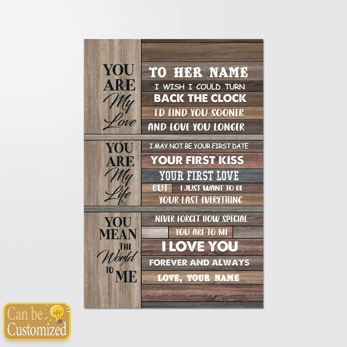 Youre My Love Youre My Life You Mean The World To Me Custom Name Poster And Canvas 2