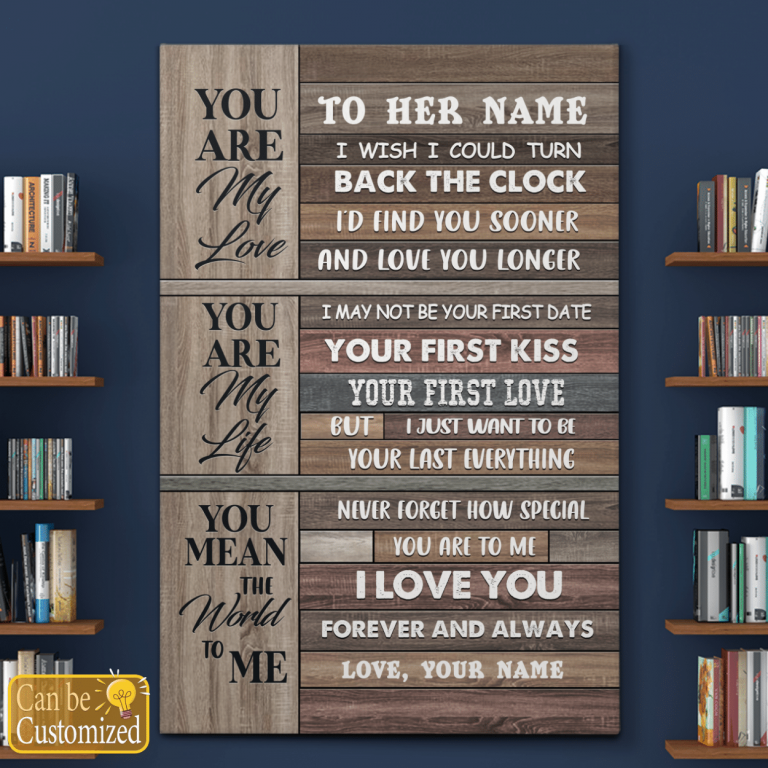 You are my love you are my life you mean the world to me custom name poster and canvas