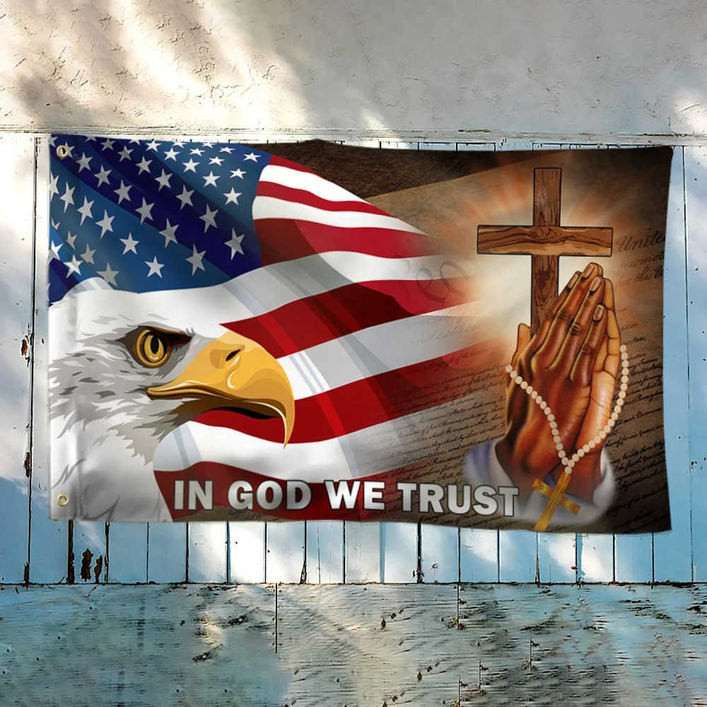 American Eagle In God We Trust Jesus Cross flag 1