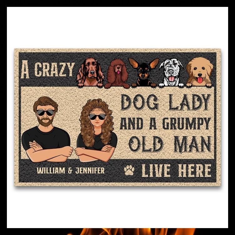 A Crazy Dog Lady And Grumpy Old Man Live Here custom name doormat 3 A Crazy Dog Lady And Grumpy Old Man Live Here custom name doormat 1