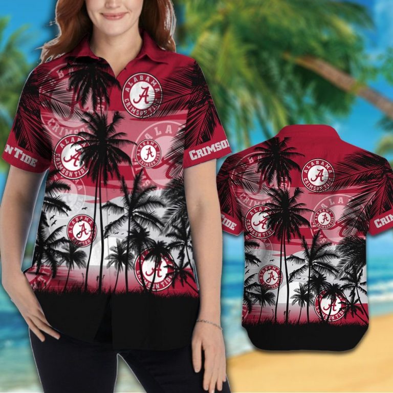 Alabama Crimson Tide Hawaiian Tropical shirt short 1