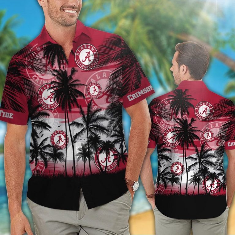 Alabama Crimson Tide Hawaiian Tropical shirt short