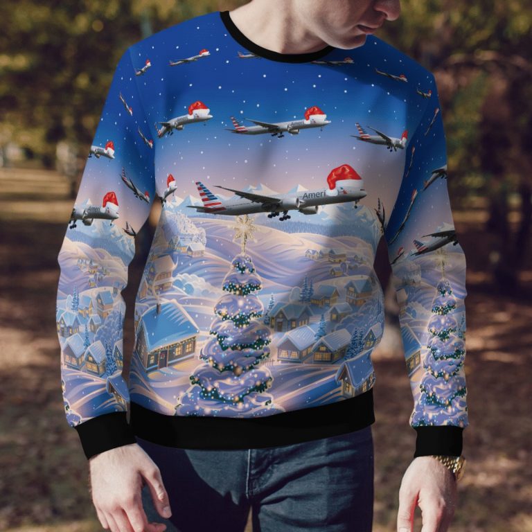 American Airlines Boeing 777 323ER Christmas sweater sweatshirt 3