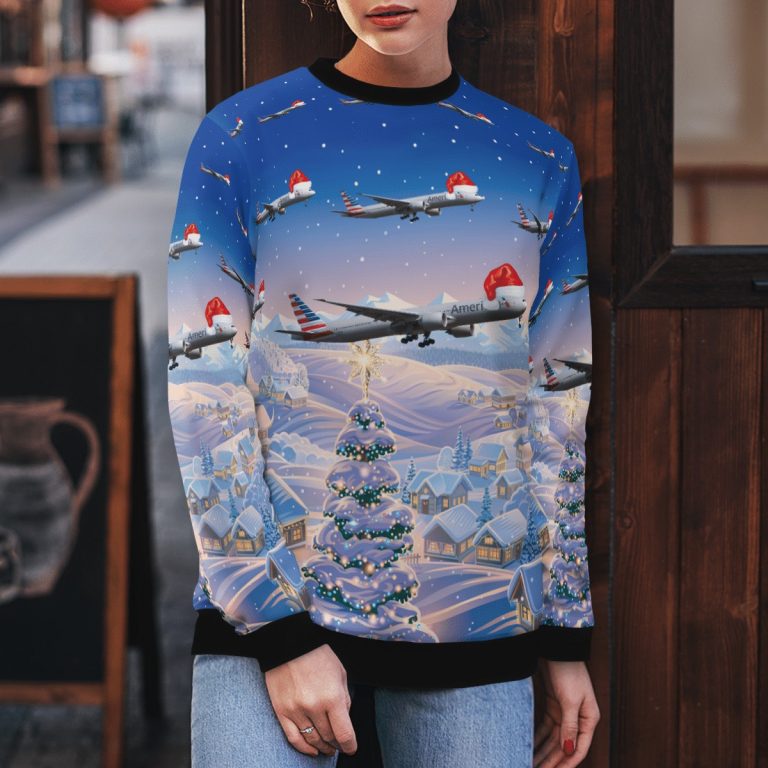 American Airlines Boeing 777 323ER Christmas sweater sweatshirt 4