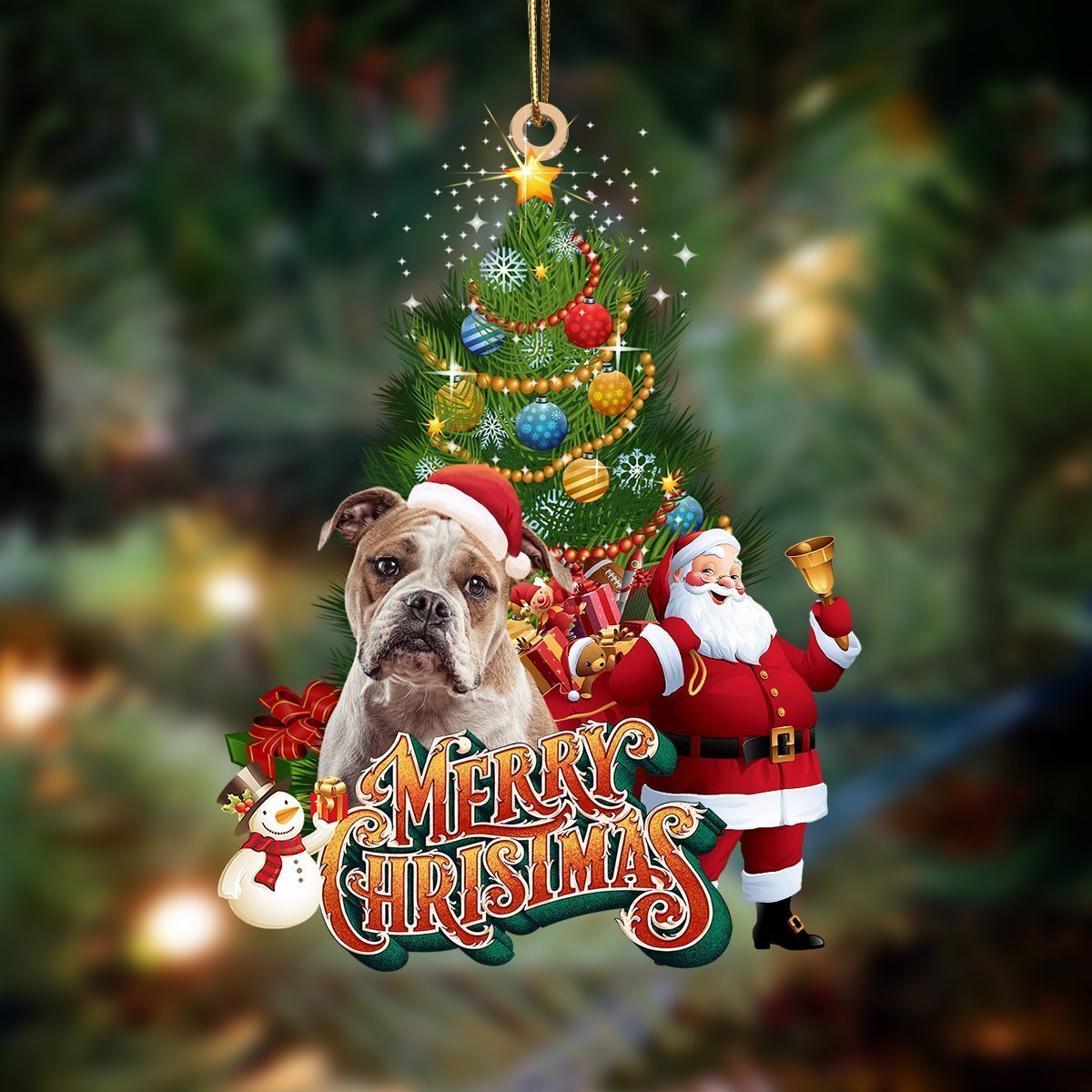 American Bulldog Santa Claus Christmas hanging ornament 4 American Bulldog Santa Claus Christmas hanging ornament