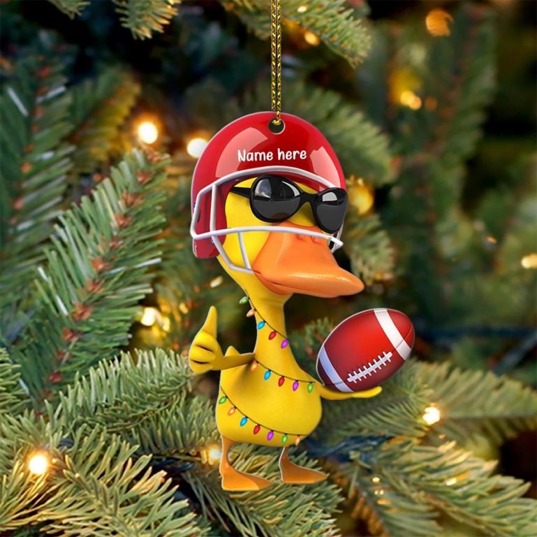 American Football Duck custom personalized name ornament 1