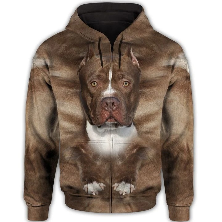 American Pitbull Terrier face 3d All Over Print Hoodie 1