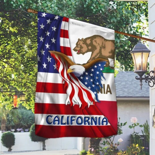American flag Eagle California flag 2