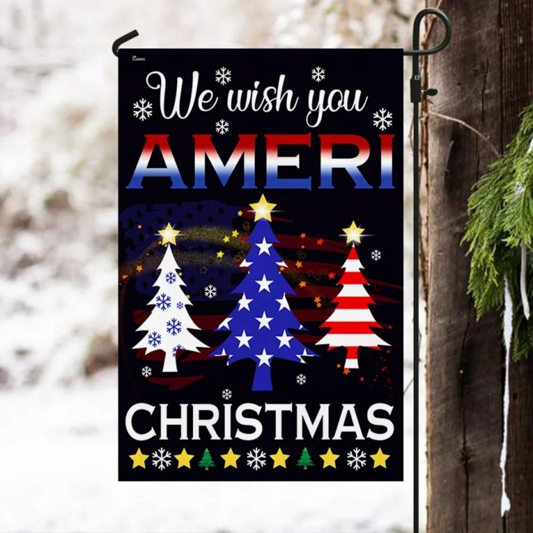 American flag We wish you Ameri Christmas tree flag 5