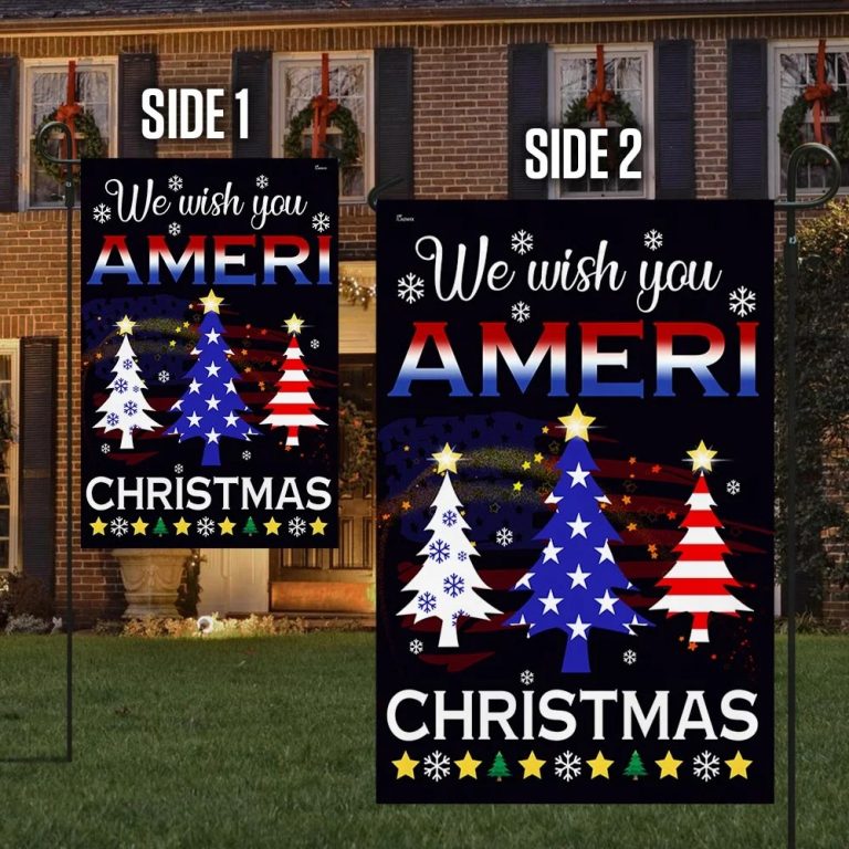 American flag We wish you Ameri Christmas tree flag 6