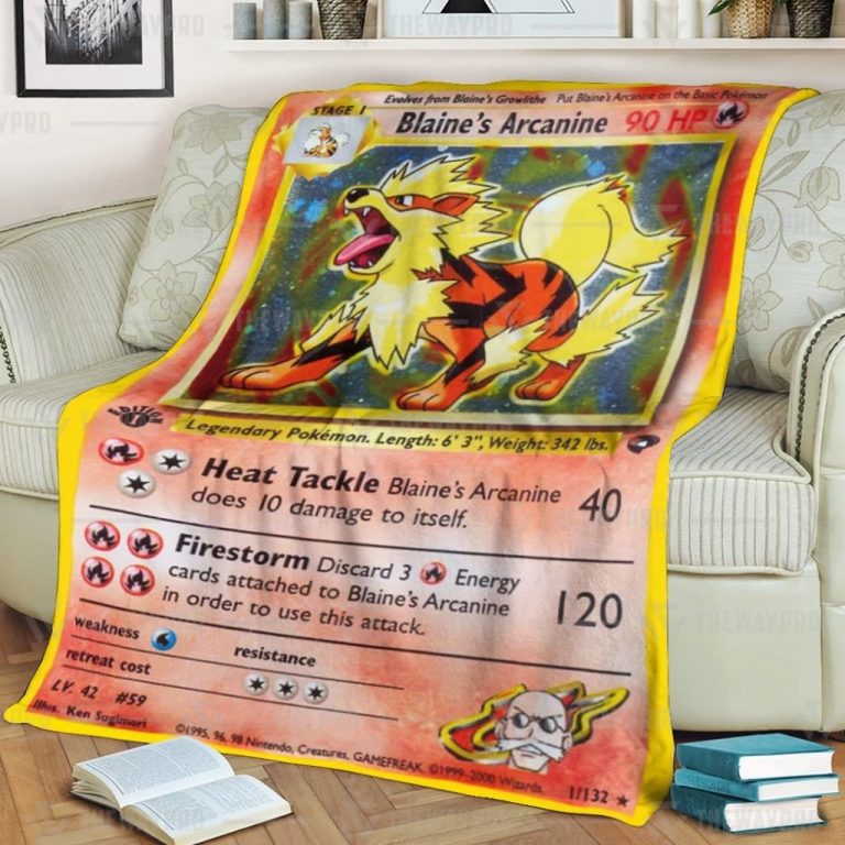 Anime Pokemon Blaines Arcanine Custom Soft Blanket