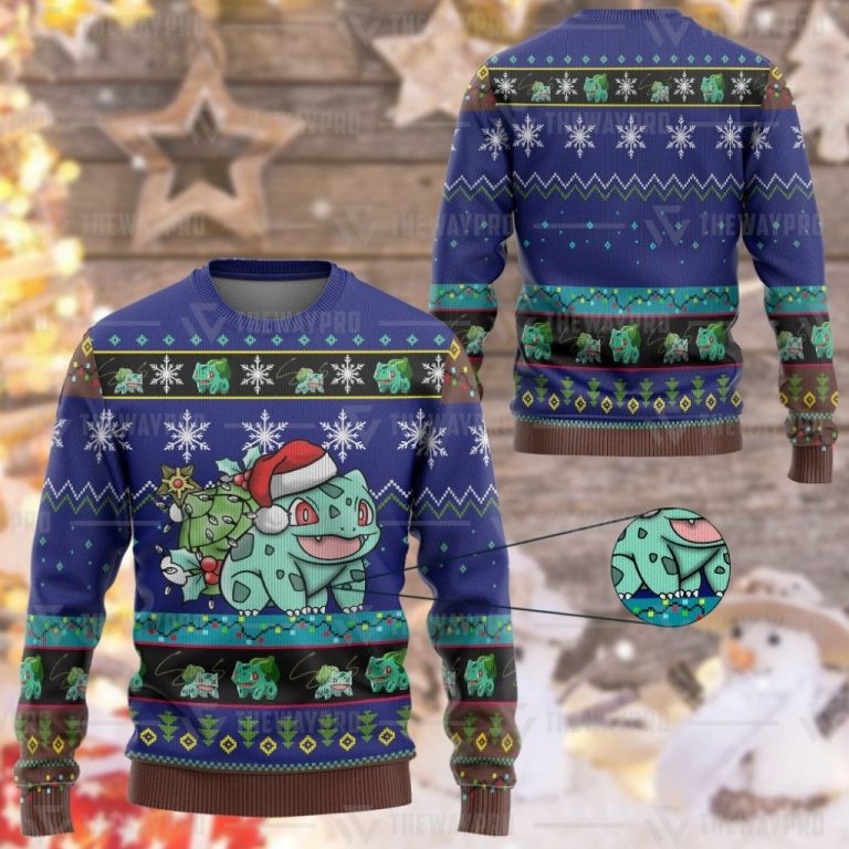 Anime Pokemon Bulbasaur Custom Imitation Knitted Sweatshirt
