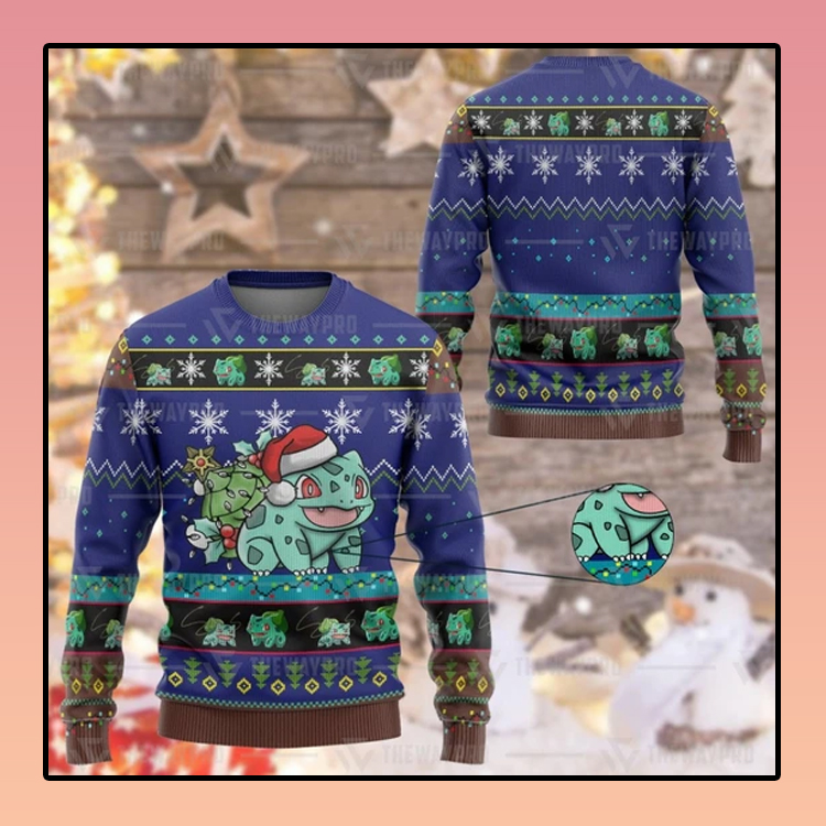 Anime Pokemon Bulbasaur Custom Imitation Knitted Sweatshirt 4 Anime Pokemon Bulbasaur Custom Imitation Knitted Sweatshirt2