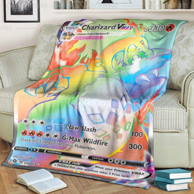 Anime Pokemon Charizard VMAX Champions Path Custom Soft Blanket