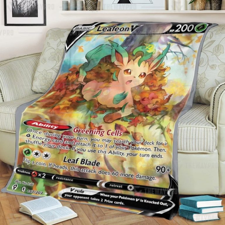 Anime Pokemon Leafeon Custom Soft Blanket