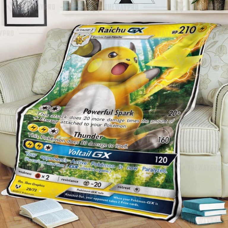 Anime Pokemon Raichu GX Shining Legends Custom Soft Blanket