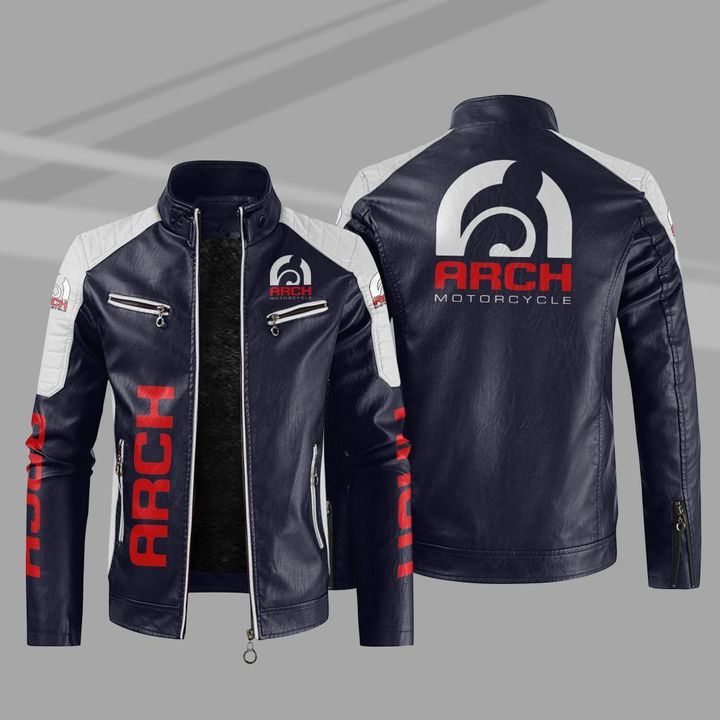Arch Color Block Leather Jacket2
