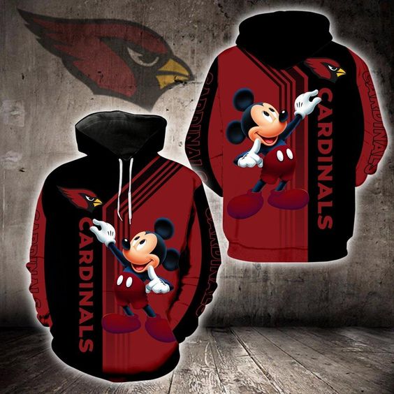 Arizona Cardinals Mickey Mouse 3D Hoodie2