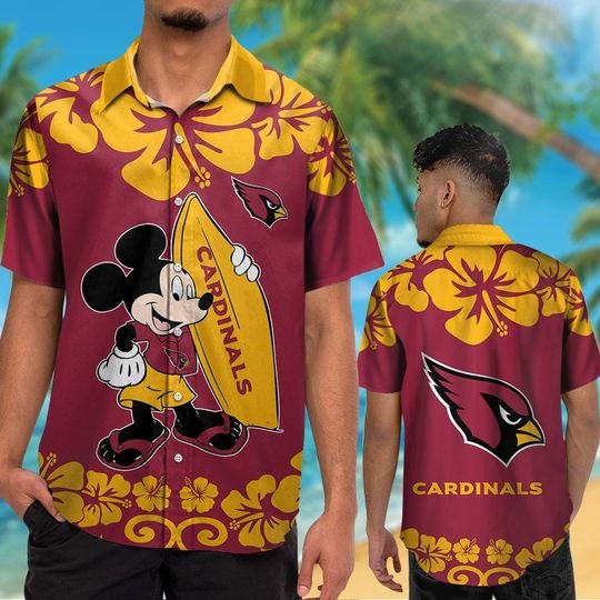 Arizona Cardinals Mickey Mouse Hawaiian ShirtShort