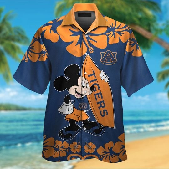 Auburn Tigers Mickey Mouse Hawaiian ShirtShort1
