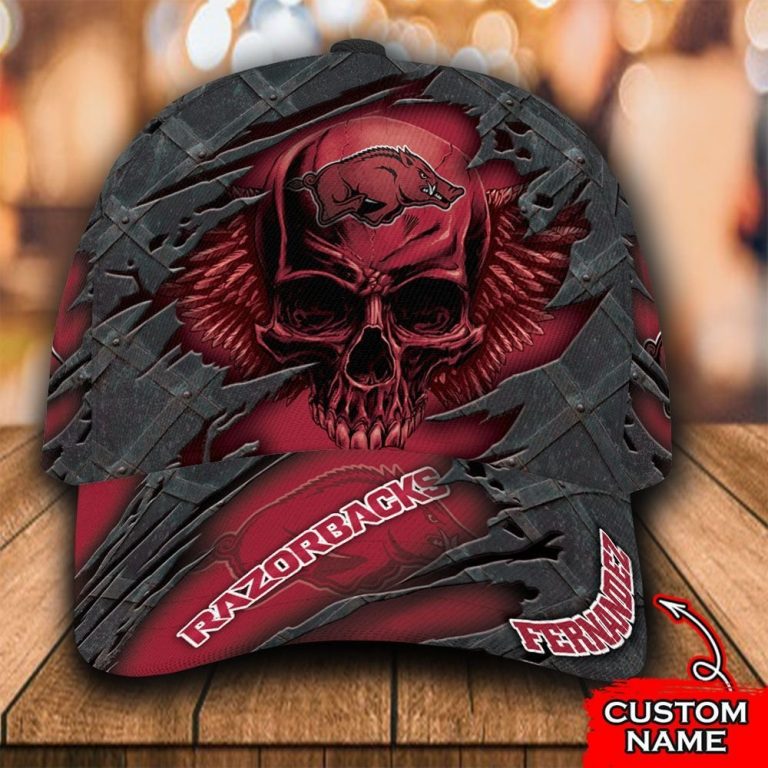 BEST Skull Arkansas Razorbacks Custom Personalized Cap (1) BEST Skull Arkansas Razorbacks custom Personalized cap 1