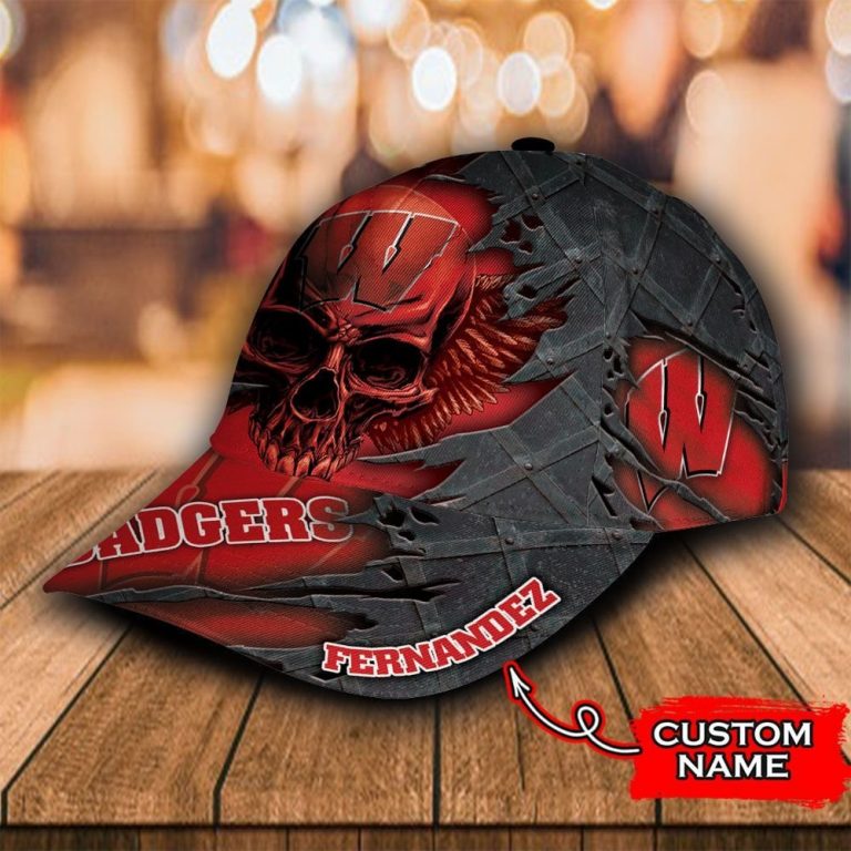 BEST Skull Wisconsin Badgers custom Personalized cap 3