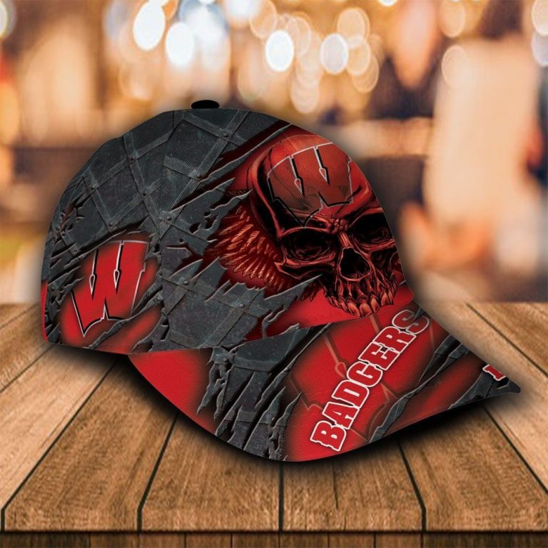 BEST Skull Wisconsin Badgers custom Personalized cap 4