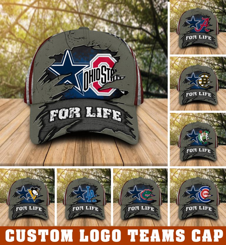 BEST For Life Dallas Cowboys And Custom Logo Sport Teams Cap (1) BEST for life Dallas Cowboys and Custom logo Sport teams cap 1