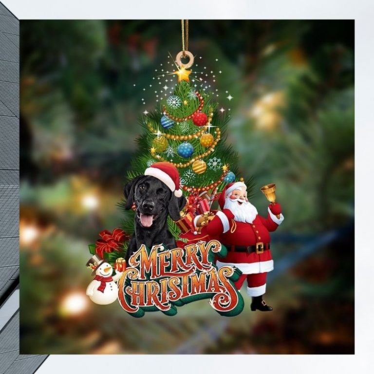 BLack Labrador Retriever Merry christmas Santa Claus christmas tree ornament (1) BLack Labrador Retriever Merry christmas Santa Claus christmas tree ornament 1