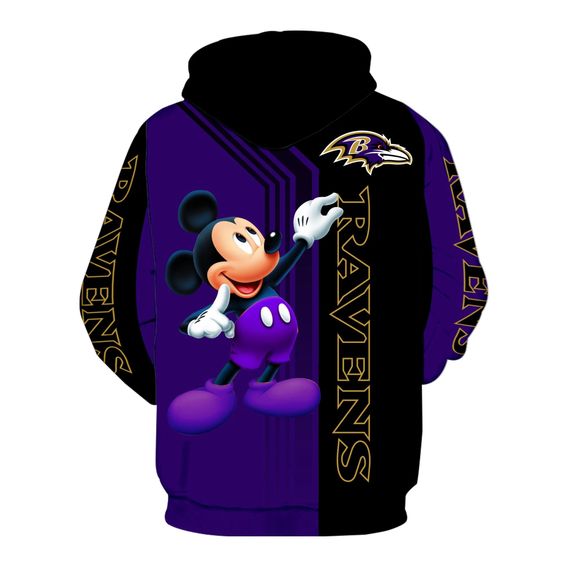 Baltmore Ravens Mickey Mouse 3D Hoodie1