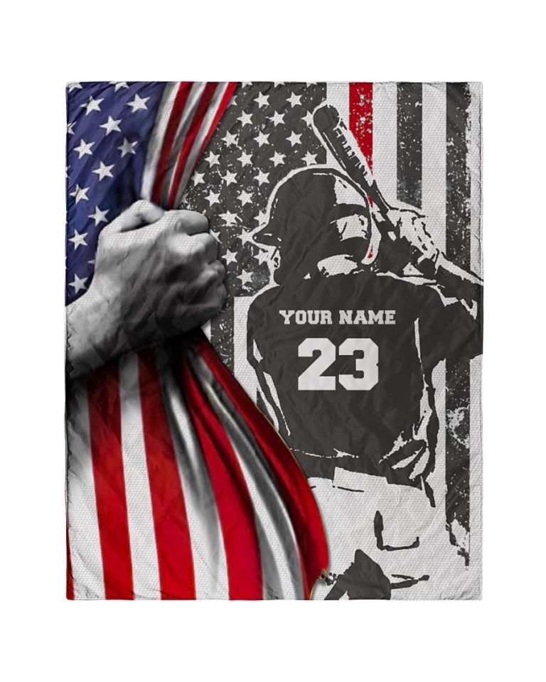 Baseball American flag custom personalized quilt blanket 2