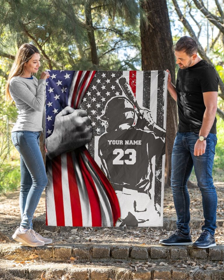 Baseball American flag custom personalized quilt blanket 3