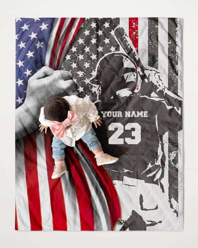 Baseball American flag custom personalized quilt blanket 5