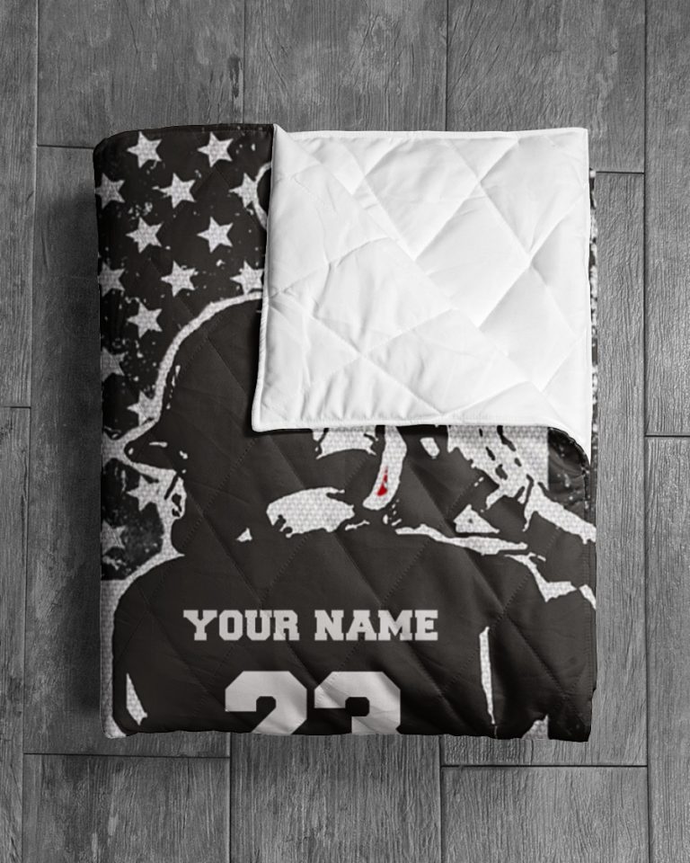 Baseball American flag custom personalized quilt blanket 6