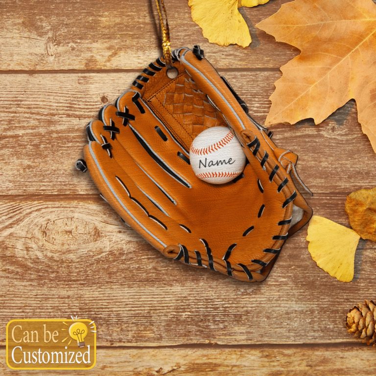 Baseball Gloves custom personalized name hanging ornament 2