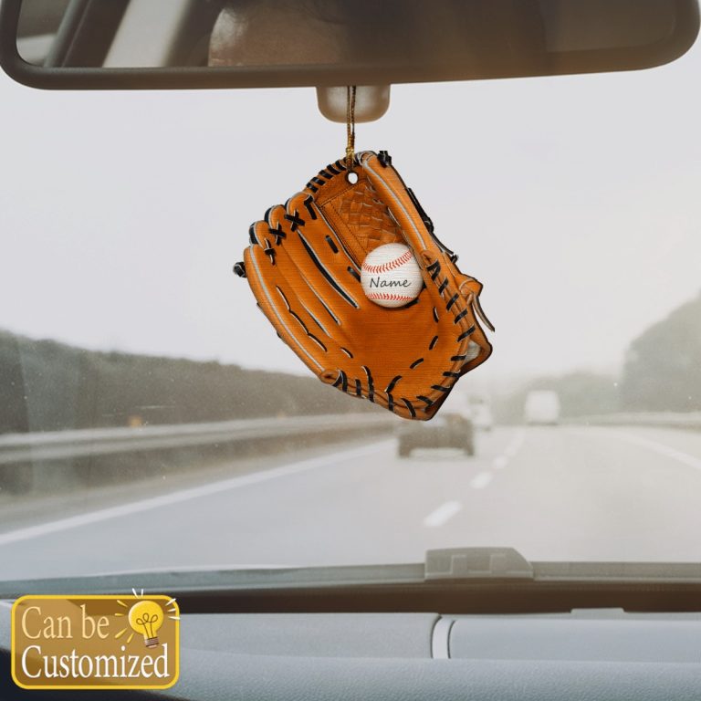 Baseball Gloves custom personalized name hanging ornament 3