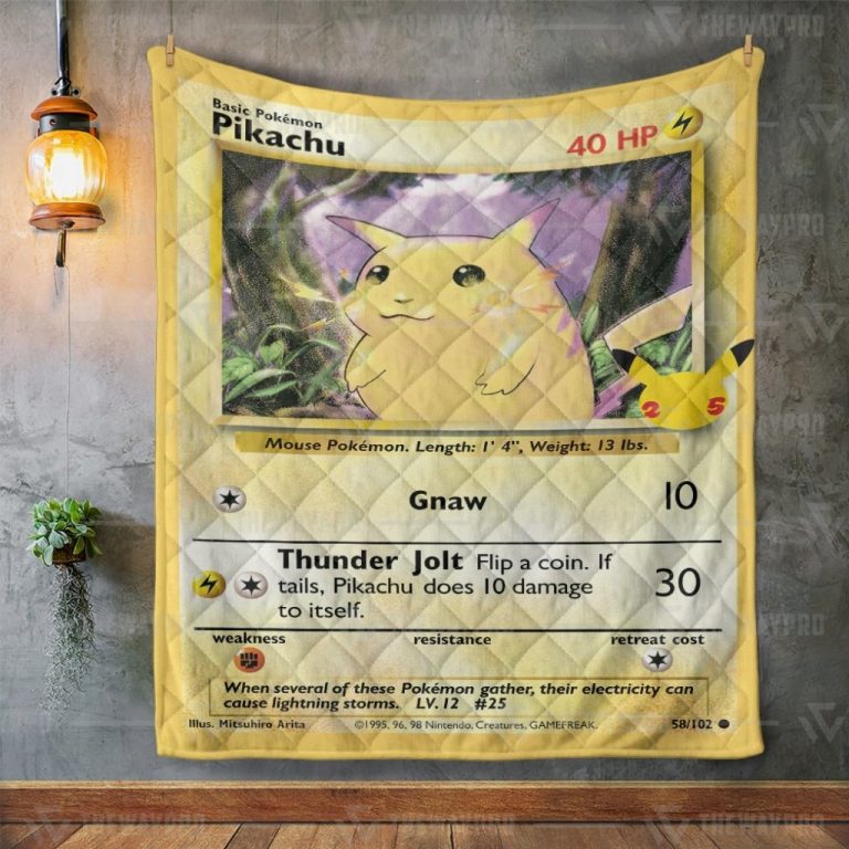 Basic Pokemon Pikachu Card quilt 4