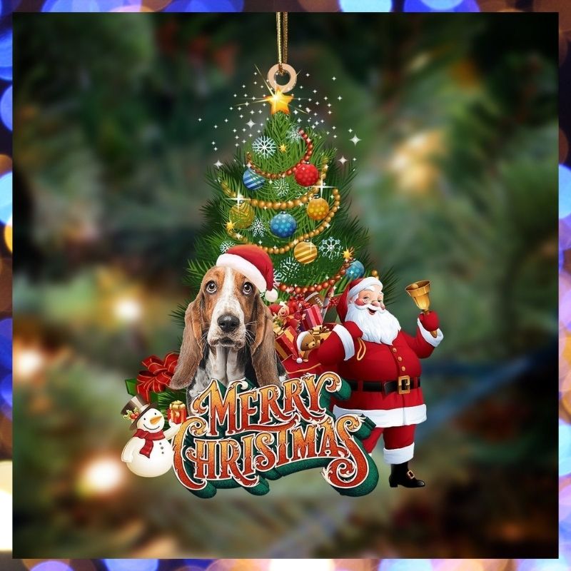 Basset Hound Santa Claus Christmas hanging ornament 2 Basset Hound Santa Claus Christmas hanging ornament 1