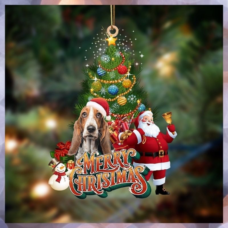 Basset Hound Santa Claus Christmas hanging ornament 3 Basset Hound Santa Claus Christmas hanging ornament 2