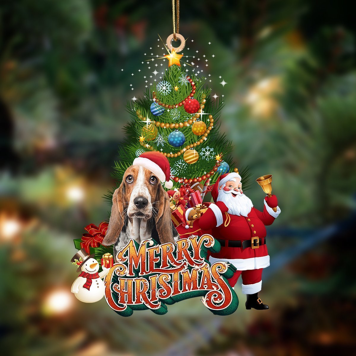 Basset Hound Santa Claus Christmas hanging ornament 9 Basset Hound Santa Claus Christmas hanging ornament