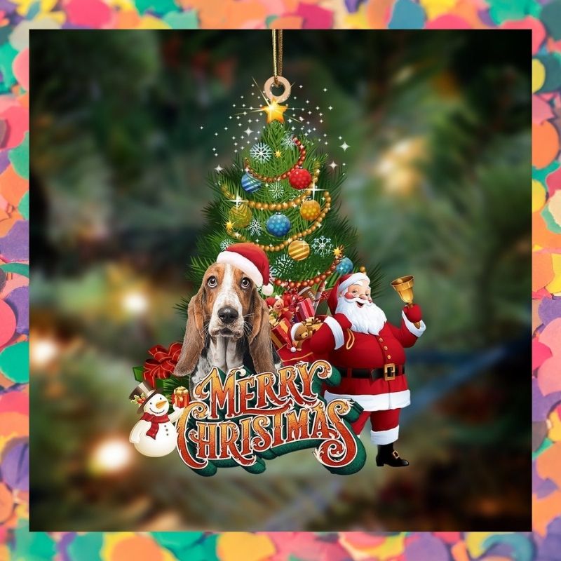 Basset Hound dog Merry christmas Santa Claus christmas tree ornament 2 Basset Hound dog Merry christmas Santa Claus christmas tree ornament 1