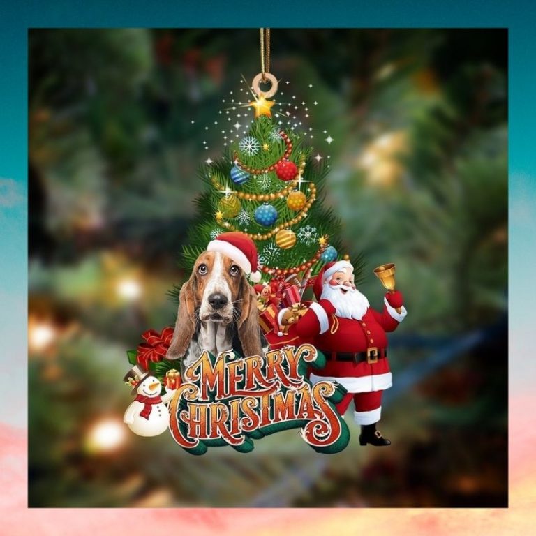 Basset Hound dog Merry christmas Santa Claus christmas tree ornament (2) Basset Hound dog Merry christmas Santa Claus christmas tree ornament 2
